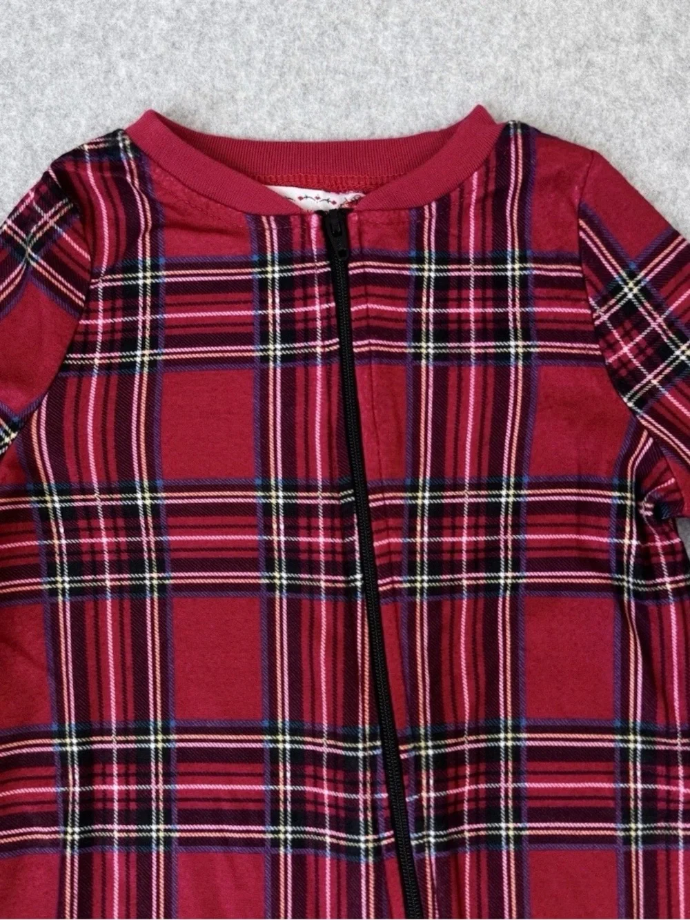 Lanz Of Salzburg One Piece Sleeper Pajamas 6-9 Months Baby Red Tartan Plaid